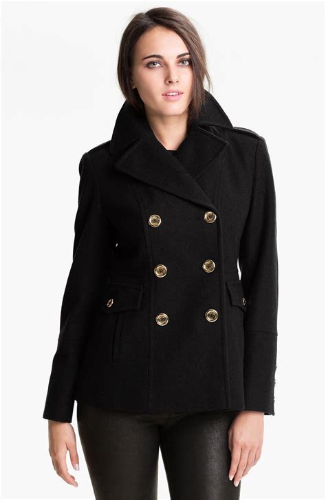 michael michael kors wool blend double breasted peacoat|Michael Kors double breast coat.